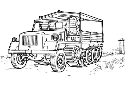 Us Military Half Track Coloring Page